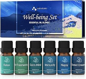 Essential Oil Blends, Essential Oils Set for Diffusers for Home, Well-Being Kit- Calming, Dreams, Breathe, Relaxing, Mood, Fresh Air for Aromatherapy, Humidifiers, Massage, 6x10ml