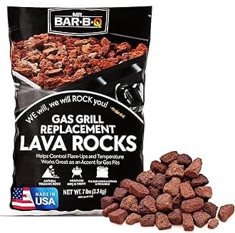 7lb Natural Volcanic Lava Rocks for Gas Fire Pit & Grill – Stones for Indoor/Outdoor Propane Fireplaces – Even Heat Distribution, Reduces Flare Ups Lava Rock by FryOilSaver Co. (Pack of 1)