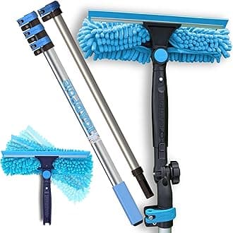 IGADPole Professional Telescopic Window Cleaning Kit 6.6 Foot (2m) Extension Pole+ Pole Extension and Single Pivot 10"(25cm) Window Squeegee, Window Cleaning Washer Tools