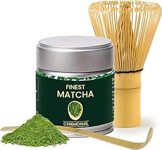 Heapwell Superfoods AA Ceremonial Matcha Green Tea Essential Set | 30g Matcha, Bamboo Whisk & Scoop | Perfect for gifting