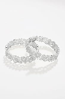 YouBella Jewellery Celebrity Inspired American Diamond Studded Bracelet Bangles for Girls and Women (Silver)