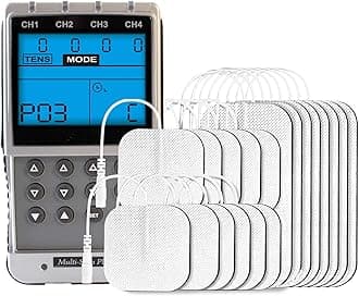 Med-Fit 4 Channel Rechargeable TENS, EMS & Multi-Stimulator. Adjustable manual mode with 24 pre-set programmes of TENS, Muscle Stimulation certified medical device. Supplied with 28 self-adhesive pads