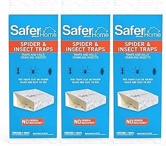 Safer Home Indoor Spider & Insect Traps, 12 Pack - Trap and Kill Spiders, Ants, Cockroaches, Centipedes, and Crawling Insects - SH400SR, 12 Traps Included