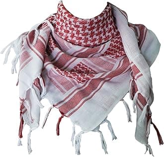 Explore Land Cotton Shemagh Keffiyeh Tactical Desert Scarf Neck Head Wrap with Tassel for Men Women