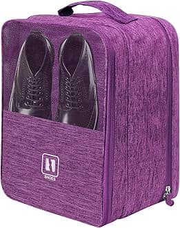 Large Shoe Bags for Travel, Shoe Travel Bag Holds 3 Pairs of Shoes, Travel Shoe Bags for Packing in Suitcase, Portable Dance Shoe Storage Pouch, Shoe Organizer, Sneaker Storage Bag(Purple)