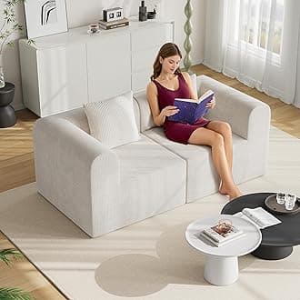 wanan 68.7'' Modular Sectional Couches for Living Room with Deep Seat, L-Shape Cloud Sofa Couch, High Density Memory Foam, Boneless Upholstered Couches, Easy Assembly(Warm White, 2 Seats)