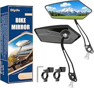 Bike Mirror 1 Pair, [New Version] HD Wide Angle Large Handlebar Rearview Mirror, Blast-Resistant 360°Adjustable Bicycle Rear View Mirror Accessories for Ebike Mountain Road Bike