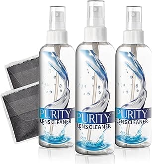 Purity Eyeglass Lens Cleaner Spray Kit - 3 x 8oz Lens Cleaner Spray Bottle + 2 Microfiber Cloth for Cleaning - Safe for All Lenses (AR Coated Included), Eyeglasses and Screens