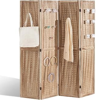 VEVOR Wood Room Divider, 4 Panel Wood Folding Privacy Screen, 66.9 Inches Tall Indoor Carved Partition Divider, Portable Decoration Screen, for Room Separation, Home, Office, Restaurant & Bedroom
