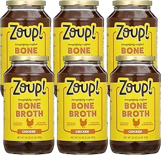 Chicken Bone Broth by Zoup! Keto-Friendly, Gluten Free, Fat Free, Non-GMO Clear Bone Broth - Great for Stock, Bouillon, Soup Base or in Gravy - 6-Pack (32 oz)