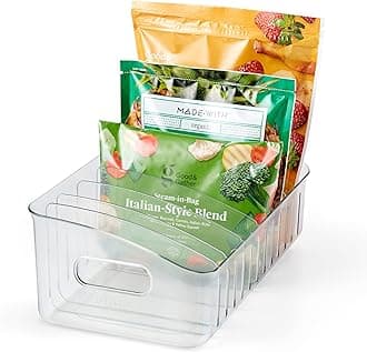 YouCopia FreezeUp Freezer Bin 15, BPA-Free Clear Fridge Organizer with Adjustable Dividers and Handles for Frozen Food and Leftovers.
