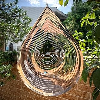 Wind Spinner 3D Water Droplets Shape Highly Reflective Stainless Steel Metal Outdoor Garden Decor, Decorations to Scare Away Yard Birds 12 inch, Birthday Gifts for Mom,Mother's Day,Aunt Gifts
