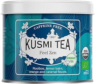 Kusmi Tea - Feel Zen - Organic Herbal Tea Blend of Rooibos with Notes of Apple, Lemon, Orange & Caramel - Caffeine Free Tea - Loose Leaf Tea - Tin Box of 3.5 oz - Quantity for about 50 cups