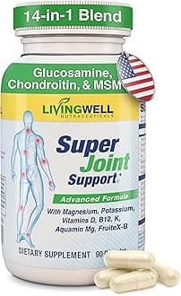 SUPER JOINT SUPPORT Glucosamine Chondroitin & MSM for Bone & Muscle Health - Joint Supplement for Men & Women with Vitamin D, B12, Magnesium, Potassium & Calcium - All in One Support - 90 Capsules