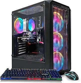 - STGAubron Gaming PC Desktop, Radeon RX 590 8G GDDR5, AMD Ryzen 3 3200G 3.6G, 16G DDR4, 512G SSD, 600M WiFi, BT 5.0, RGB Fan x4, Windows 11 Home