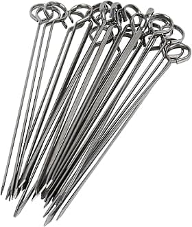 Blue Donuts 24 Pack Kabob Skewers for Grilling 8 Inch - BBQ Grill Grilling Accessories, Stainless Steel, Pack of 24