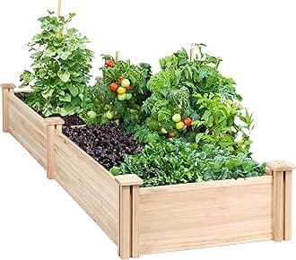 Yaheetech Wooden Horticulture Raised Garden Bed Divisible Elevated Planting Planter Box for Flowers/Vegetables/Herbs in Backyard/Patio Outdoor, 241.5 x 62.5 x 27 cm