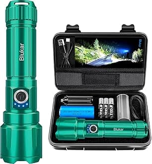 BlukarLED Torch, 20000 Lumens Super Bright Torches Led - Adjustable Focus, 5000 mAh, IP67 Waterproof, Powerful Long Lasting Handheld Flashlight for Power Cuts, Camping, Emergency-Dark Cyan