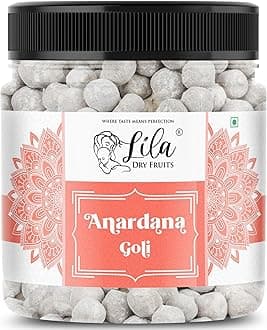LILA DRY FRUITS Anardana Goli 150 Gms | Traditional Digestive Mukhwas Candy | Tasty Khatta Meetha Mouth Freshener | Sweet and Tangy Flavored Anardaana Mukhwaas Pomegranate Balls | Perfect for Gifting