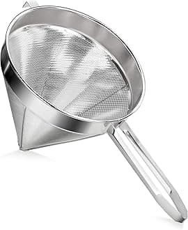 New Star Foodservice 34158 18/8 Stainless Steel China Cap Strainer, 12-Inch, Coarse Mesh