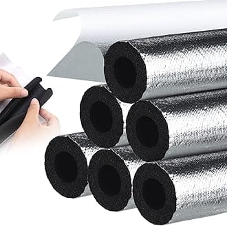 6 Pcs Pipe Insulation Foam Tube Self Adhesive Insulation Wrap for Copper Pipe Pre Slit Clamp Highly Insulated Foam for Outdoor Winter Irrigation, Sprinkler(1.3 Ft x 0.6 Inch)