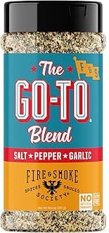 Fire & Smoke Society The Go-To All Purpose Seasoning | BBQ Rubs for Smoking and Grilling | Steak, Chicken, Pork, Burgers, Veggies | Sea Salt, Black Pepper, Toasted Onion, Garlic | XL 10.6 oz