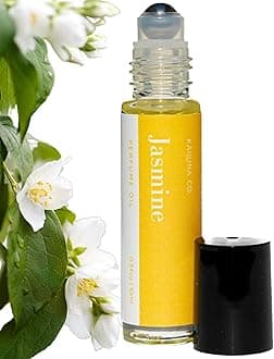 Jasmine Delicious Natural Pure Essential and Fragrance Oil Perfume Roll On with Organic Jojoba Oil, Eau de Toilette, Alcohol Free, Small-Batch, Handmade in California