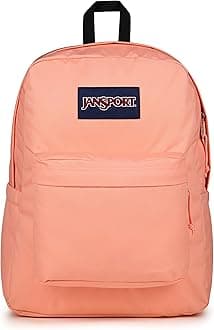 JanSport SuperBreak Plus Backpack with Padded 15-inch Laptop Sleeve and Integrated Bottle Pocket - Spacious and Durable Daypack for Work and Travel - Peach Bum