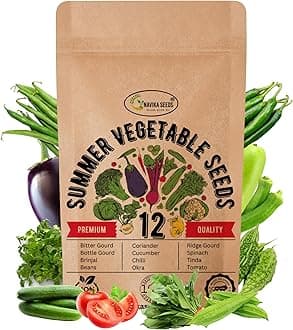Navika Seeds ; Grow With Us 12 Packets Of Organic & Hybrid Summer Vegetable Seeds For Home Garden & Planting For Pots And Patio- Includes Free Growing Guide For Kitchen Gardening