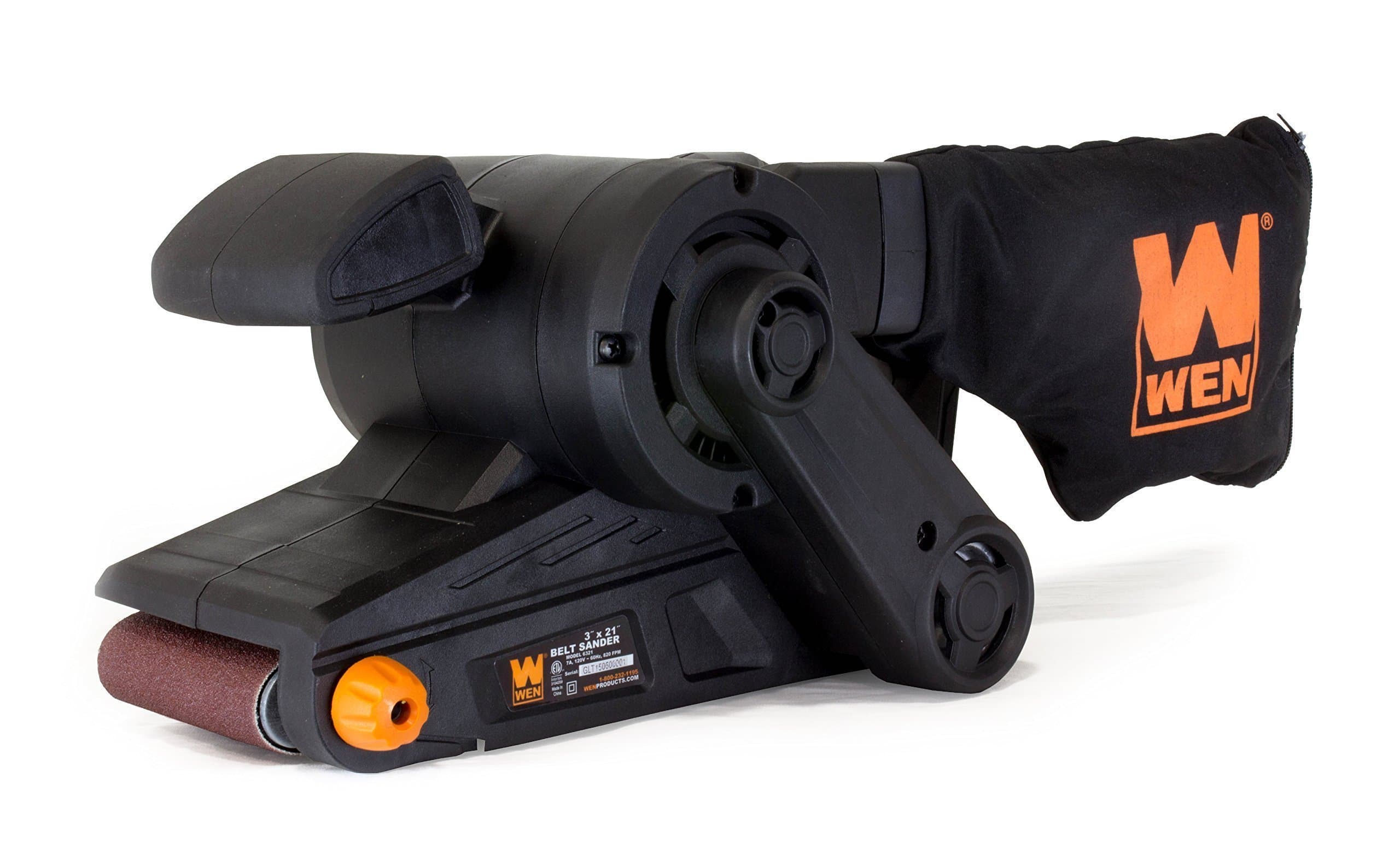 WEN 6321 7-Amp 3 in. x 21 in. Corded Belt Sander with Dust Bag , Black