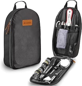 Camp Kitchen Utensil Organizer Travel Set - Portable 8 Piece BBQ Camping Cookware Utensils Travel Kit with Water Resistant Case|Cutting Board|Rice Paddle|Tongs|Scissors|Knife and Bottle Opener