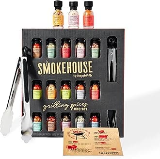 Smokehouse by Thoughtfully, Grilling Spices BBQ Set, Includes BBQ Tongs, Magnet and Flavorful Seasoning and Rubs, Set of 15