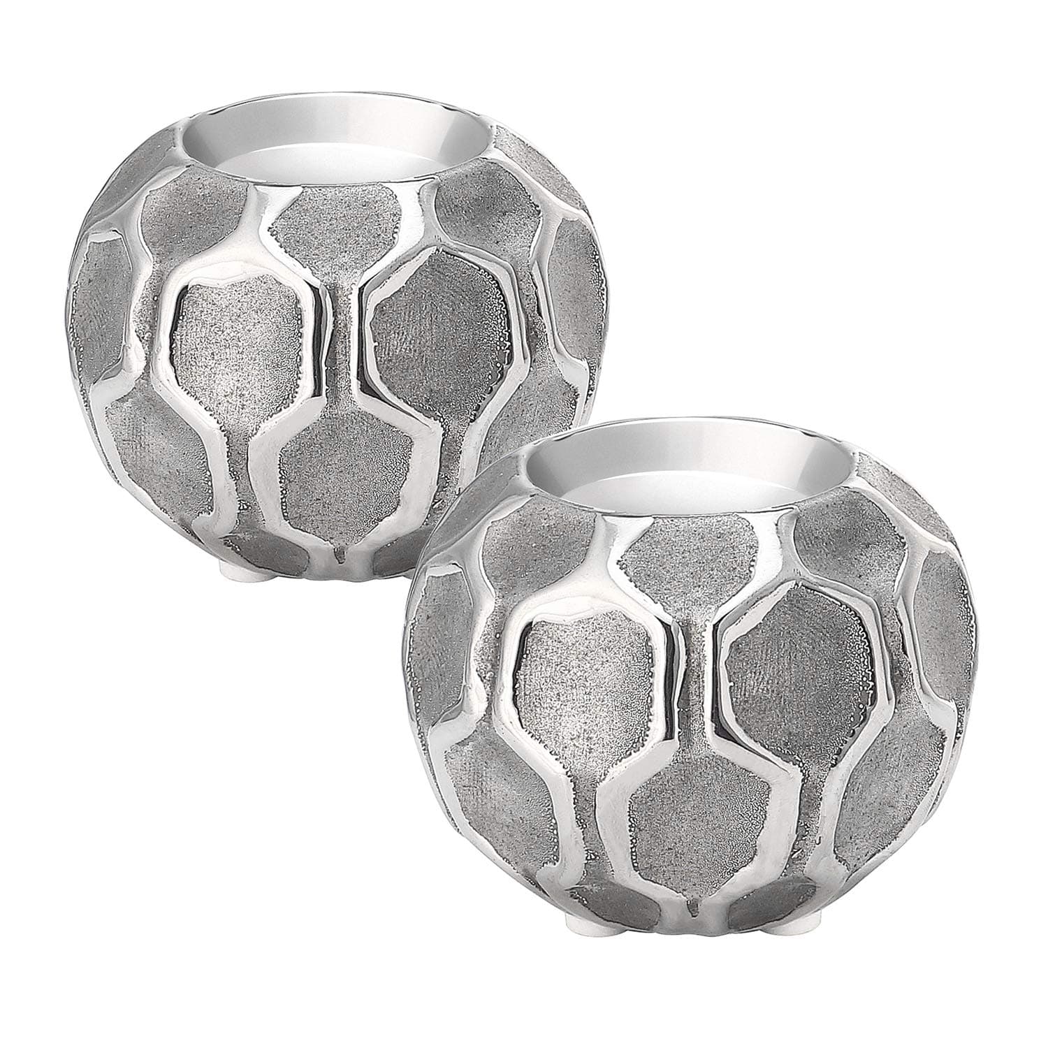 Silver Tea Light, 3.7-inch Round Candle Holders, Set of 2, Sliver