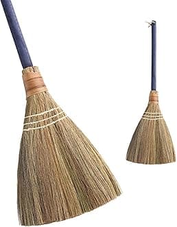 TTS For Home Handmade Whisk Sweeping Broom - Brooms for Wedding Jumping Ceremony Halloween DIY Decoration - Vietnamese Straw Soft Broom - 12.2" Width, 26.38" Length