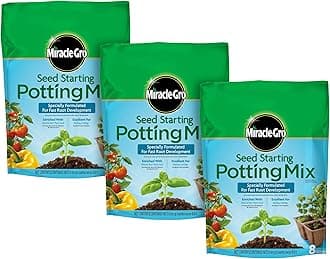 Miracle-Gro Seed Starting Potting Mix, Enriched with Plant Food, For Starting Seeds or Cuttings in Containers, 8 qt., 3-Pack