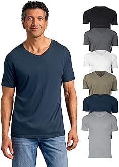 Mens V Neck T Shirts – Cotton V Neck Shirts for Men, V-Neck Mens T-Shirts and Undershirts for Men Pack/Singles