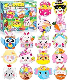16 Pack Arts and Crafts for Kids, Toddler Crafts Animal Paper Plate Art Kit Gift for 3 4 5 6 Year Old Boys Girls DIY Kids for Birthday Party Favor Preschool Classroom Party Games