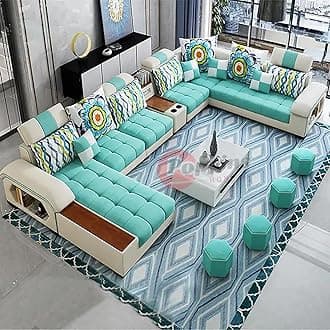 Poppins HOME Sofa set furniture new L shape modern simple furniture set design large sofa sectional combination sofa (Sky Blue)