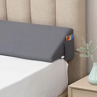 Vekkia Queen Bed Wedge Pillow for Headboard Gap/Bed Gap Filler to Cover 0-6" Gap Between Headboard and Mattress, 60"x10"x6"-Gray