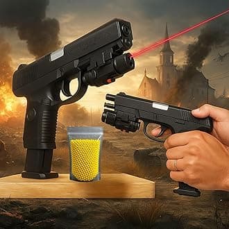 Pubg Mouser Gun Toy 500 Bullets Air Soft Gun Toy for Kids Boys Laser Light Long Range Pistol Shooting Army Police Guns Military 6mm BB Bullet Not for Kids Below 14 Years
