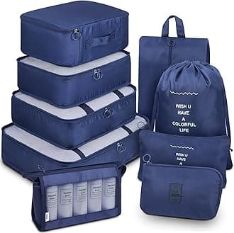 9 Set Packing Cubes with Shoe Bag & Electronics Bag - Luggage Organizers Suitcase Travel Accessories