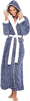 Alexander Del Rossa Womens Robe, Long Plush Bathrobe with Hood, Hooded Robes for Women Plus Size Bath Robe