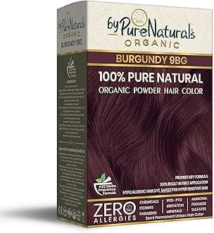 byPureNaturals 100% Organic Hair Colour Powder 9RG Burgundy 120gm | Safest Beard Colour for Men | Natural Hair Colour for Women & Men