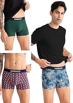 DAMENSCHDeo-Cotton Printed Underwear for Men Combo Breathable Inner for Men Cotton Trunks for Men Pack No-Marks Waistband Mens Underwear Moisture Wicking Underwear Pack of 3
