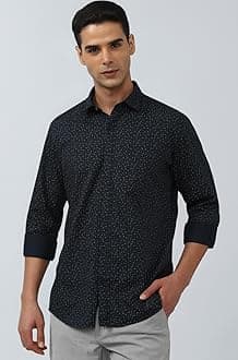 Peter England Men's Everyday Ditsy Print Slim Fit Full Sleeve Casual Shirt | 100% Cotton