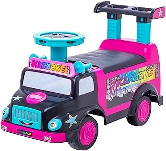 Toddler Ride On Toy - Push Car, Interactive Musical Toys for Toddlers 1-3 with Microphone, Keyboard & Drumsticks, Toddler Activities, Foot to Floor, Durable Baby Car, Easy Assembly, Baby Toy