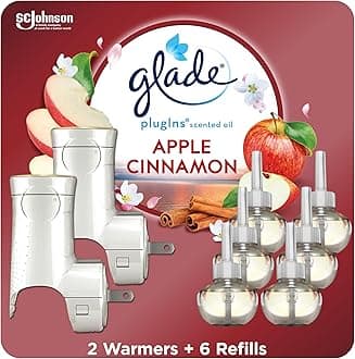 PlugIns Scented Oil Starter Kit, Plug In Air Freshener and Refills, Apple Cinnamon, 2 Warmers + 6 Refills, 4.02 Fl. Oz, Pack of 6