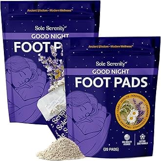 Sole Serenity Good Night Foot Pads with Zeolite Mineral, Magnesium Glycinate, Valerian Root and Chamomile for Sleep and Foot Care(2 Pack)