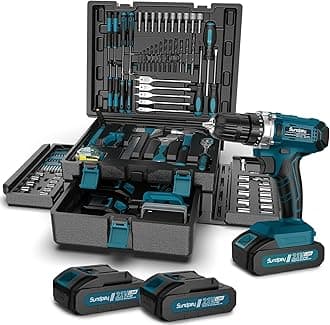 Tool Kit with 21V Drill - Cordless Power Tool Set - 255-PCs General Basic Complete Home and Auto Repair Tools Set - Protable Household Tool Kit for Men Women(Wrench & Socket & Screwdriver Kit)