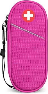 EpiPen Medical Carrying Case Insulated, Travel Medication Organizer Bag Emergency Medical Pouch Holds 2 EpiPens, Asthma Inhaler, Anti-Histamine, Auvi-Q, Allergy Medicine Essentials, Magenta